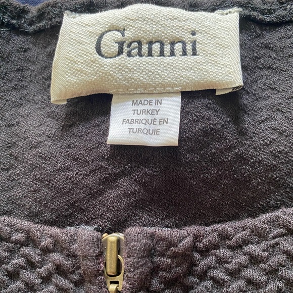 Women’s Textured Black Peplum Zip-Up Ganni Jacket, XS - Picture 2 of 5